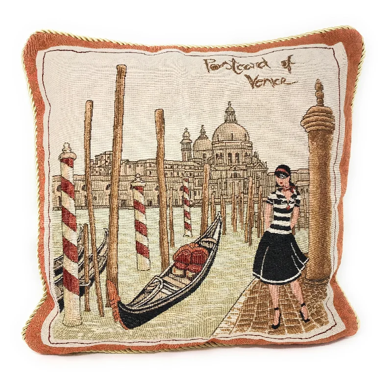 DaDa Bedding Postcard of Venice Italy Elegant Throw Pillow Cushion Cover, 18" 1-Piece