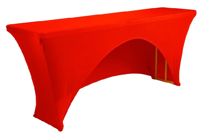 8 ft x 18" Open Back Spandex (220 GSM) Table Cover - Red (1pc)