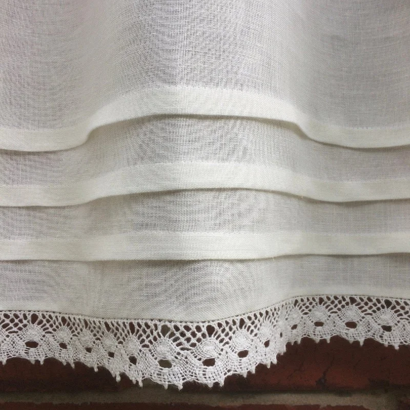 Lowton Cream Linen Lace Privacy Window Cafe Curtain