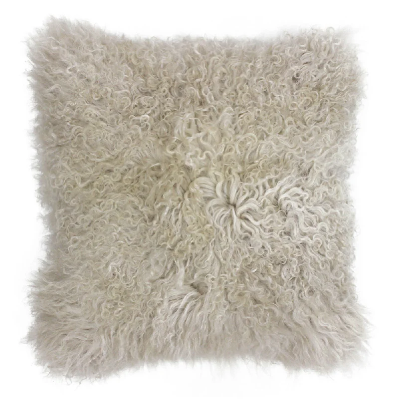 Mongolian Sheepskin Cushion Oatmeal