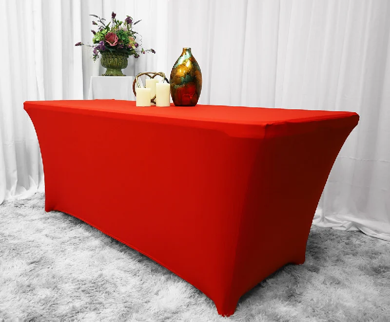 8 Ft Rectangular Spandex (220 GSM) Table Cover - Red (1pc)