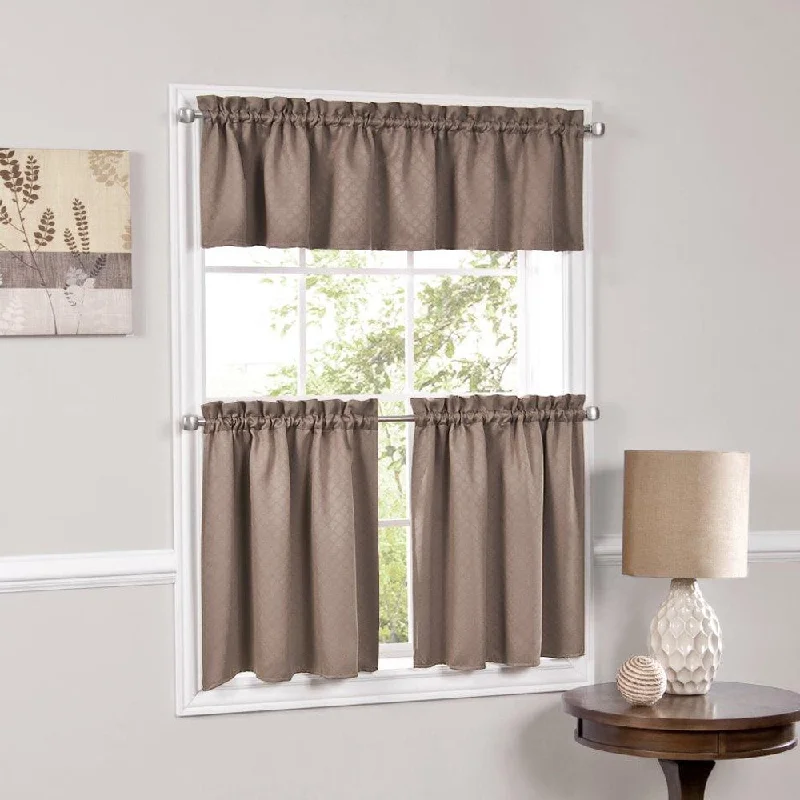 Facets Blackout Insulated Kitchen Curtain Parts- Tiers and Valances (Assorted Colors)