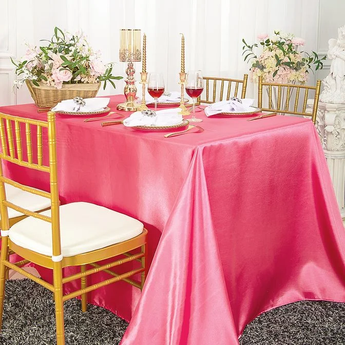 54"x108" Seamless Rectangular Satin Tablecloth/Overlay - Bubble Gum (1pc)