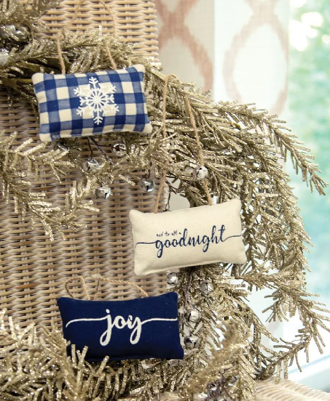 3/Set, Blue Winter Pillow Ornaments