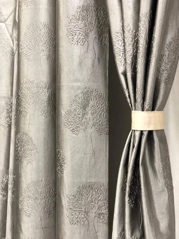 Tree Emboss Curtain - Grey (Pack of 1)