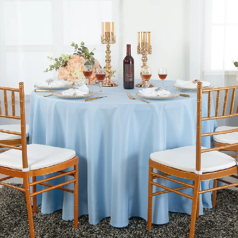 132" Seamless Round Polyester (220 GSM) Tablecloth - Baby Blue (1pc)