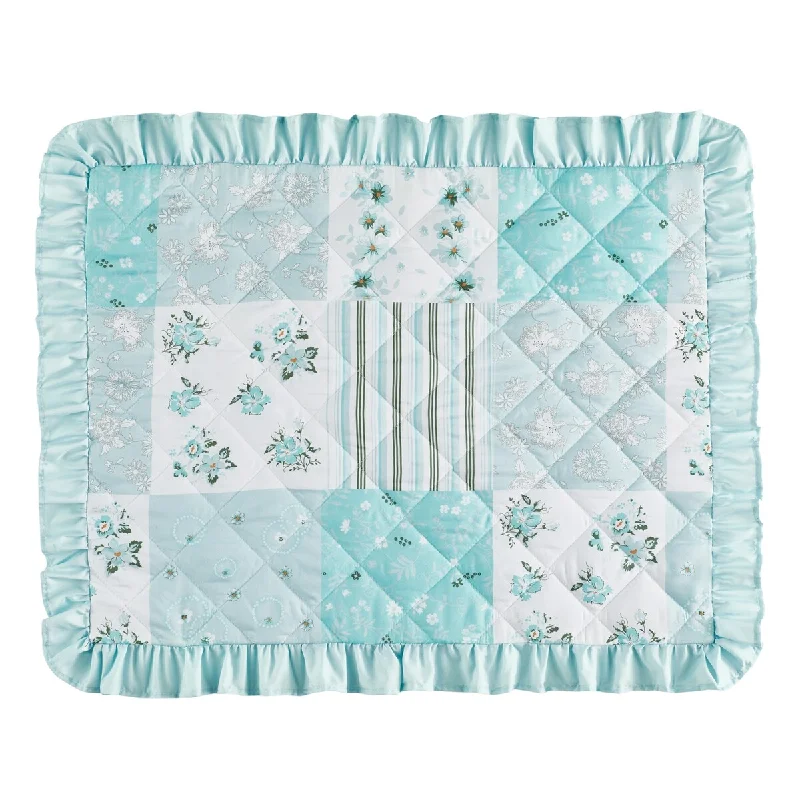 Clara Triple Ruffle Patchwork Seafoam Pillow Sham Cover