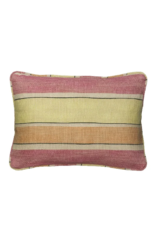 Striped Linen Rectangular Cushion | Andrew Martin Santorini Lime Rose