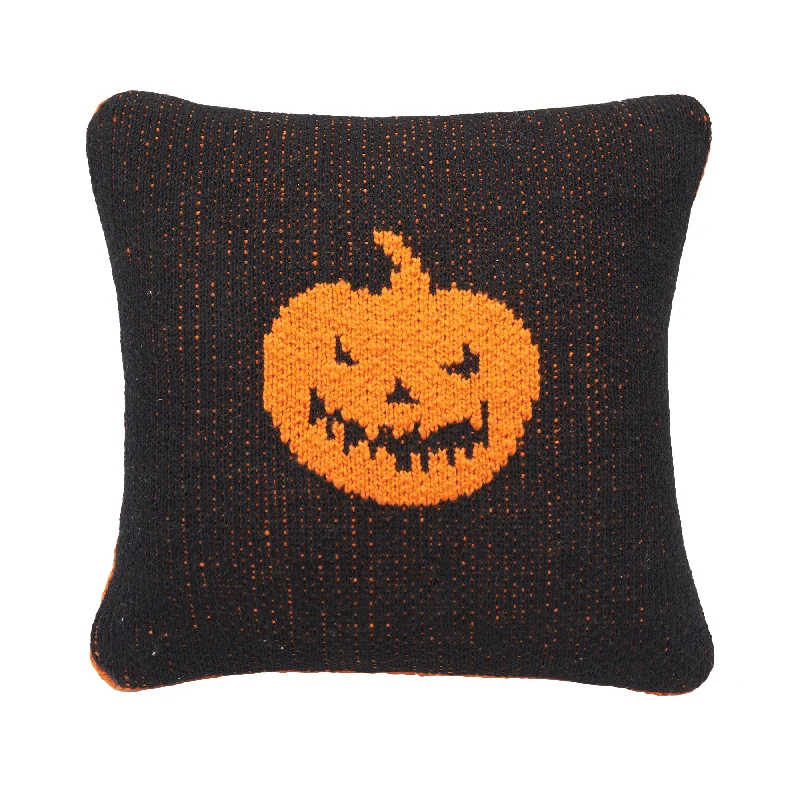 Jack-O-Lantern Knitted Mini Pillow