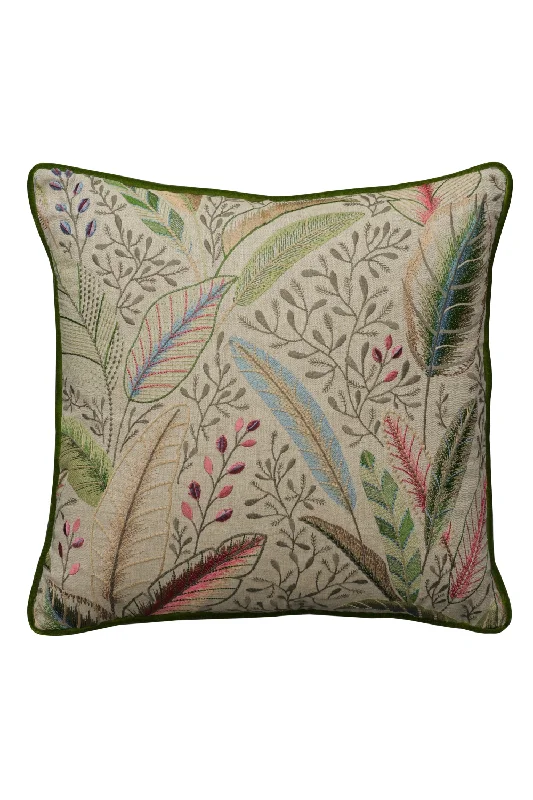 Foliage Embroidery Linen Cushion | Andrew Martin Spirit