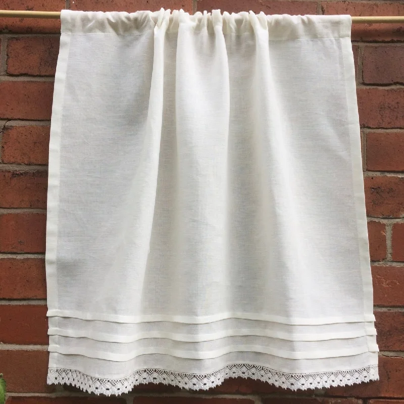 Lowton Cream Linen Lace Valance Curtain