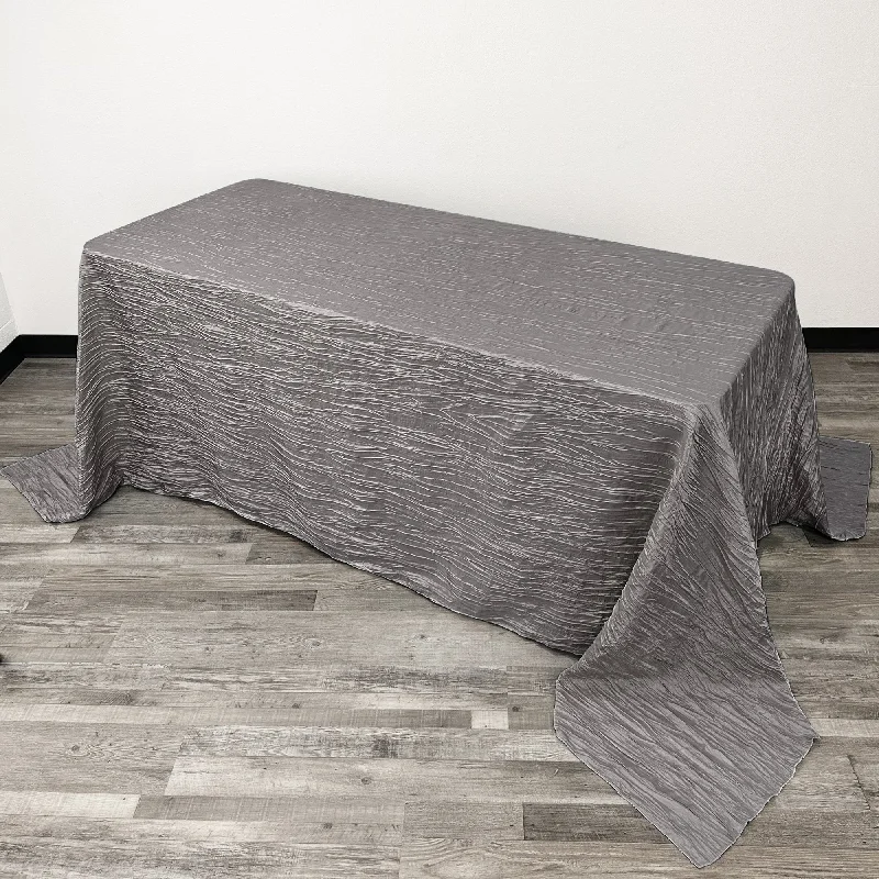 90 x 132 inch Crinkle Taffeta Rectangular Tablecloth Platinum