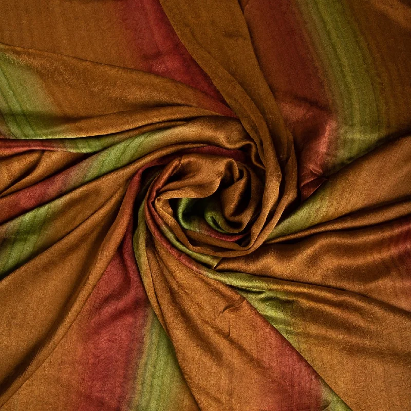 Brown Multi Color Marble Print Satin Fabric