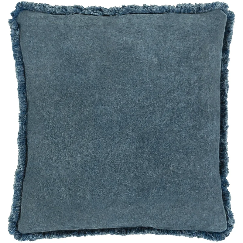 Washed Cotton Velvet Pillow in Denim