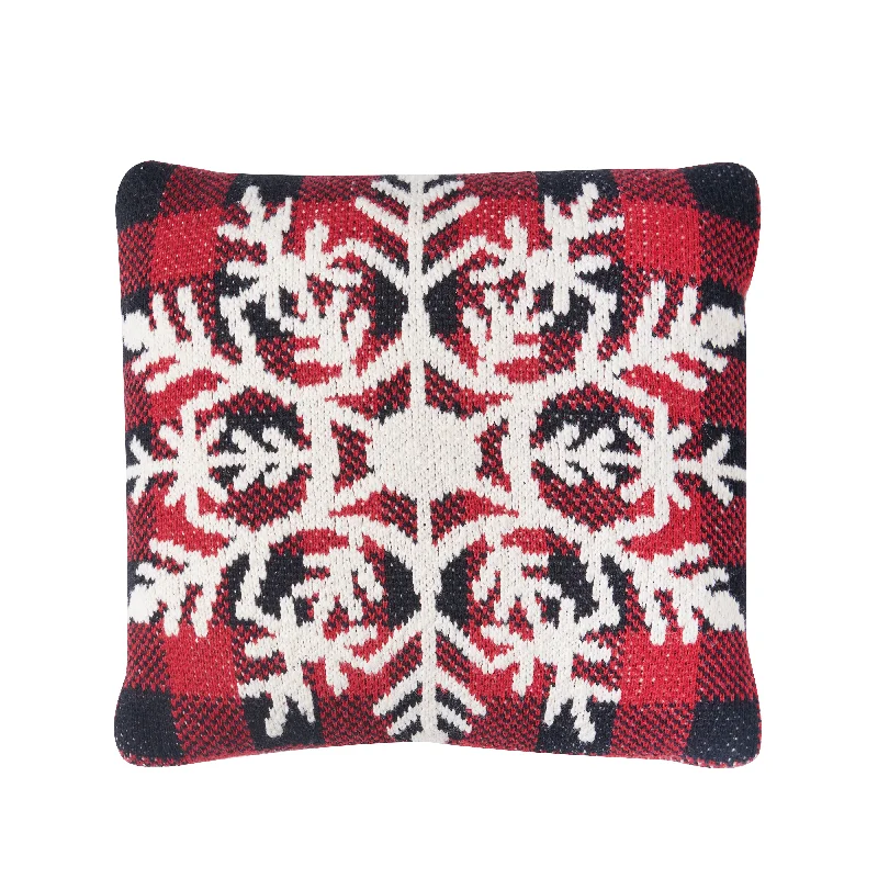 Snowflake Check Knitted Pillow