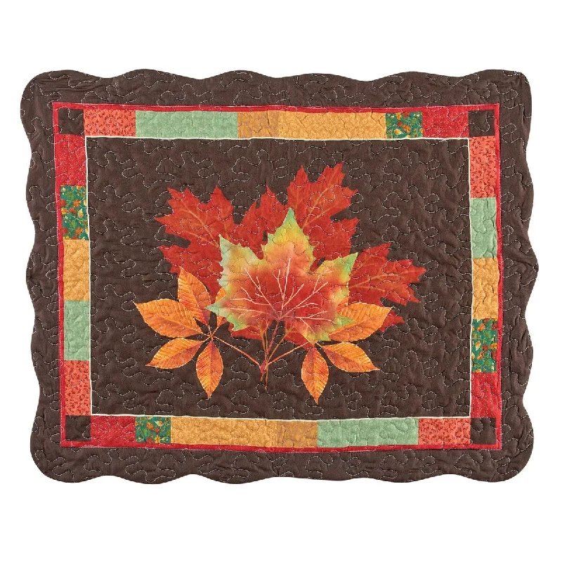 Seasonal Autumn Leaf Patchwork Design Pillow Sham