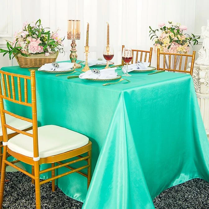 72"x120" Seamless Rectangular Satin Tablecloth - Tiff Blue/Aqua Blue (1pc)