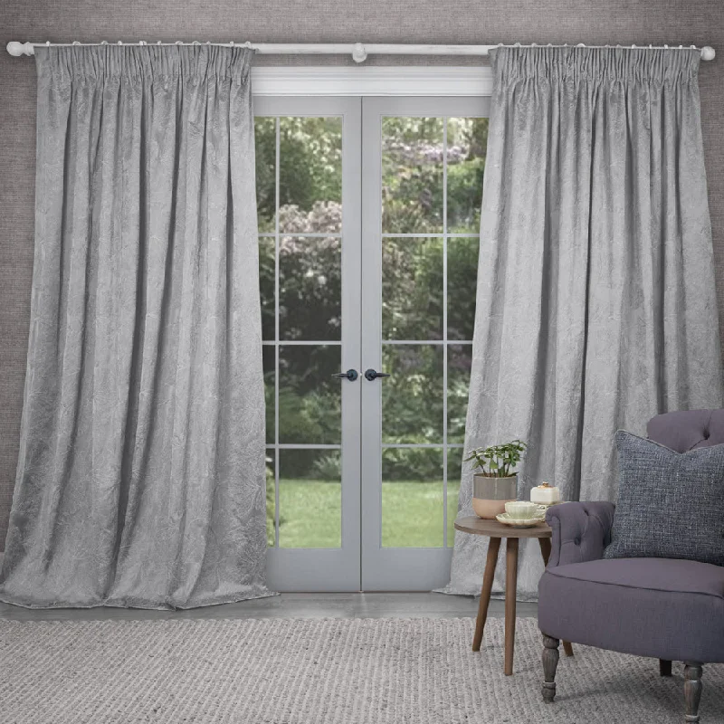 Sitara Embroidered Pencil Pleat Curtains Argenta