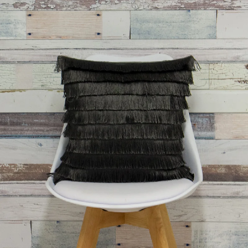 Flicker Fringed Cushion Graphite