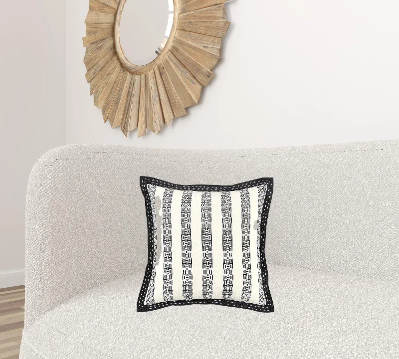 Black Ivory Alternate Striped Throw Pillow