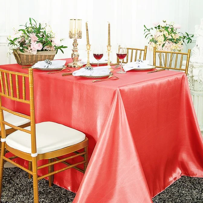 90"x132" Seamless Rectangular Satin Tablecloth - Coral (1pc)