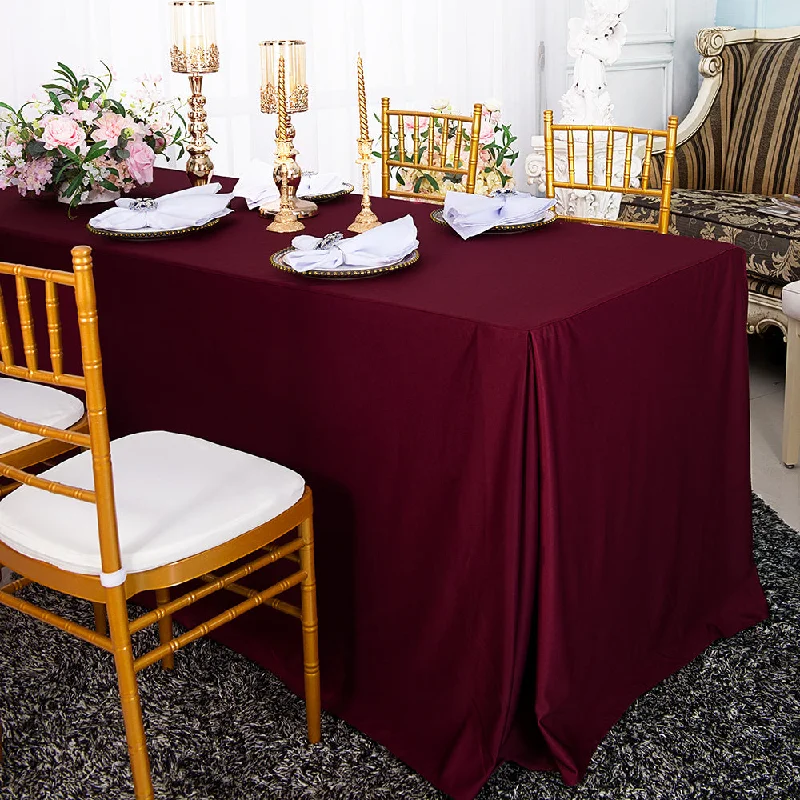 6 Ft Rectangular Scuba (Wrinkle-Free) (240 GSM) Fitted Table Cover - Burgundy (1pc)