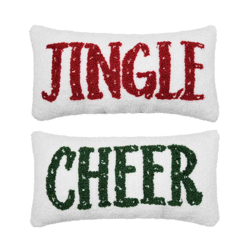 Jingle & Cheer Reversible Hooked Pillow