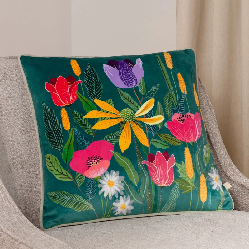 House of Bloom Celandine Cushion Teal