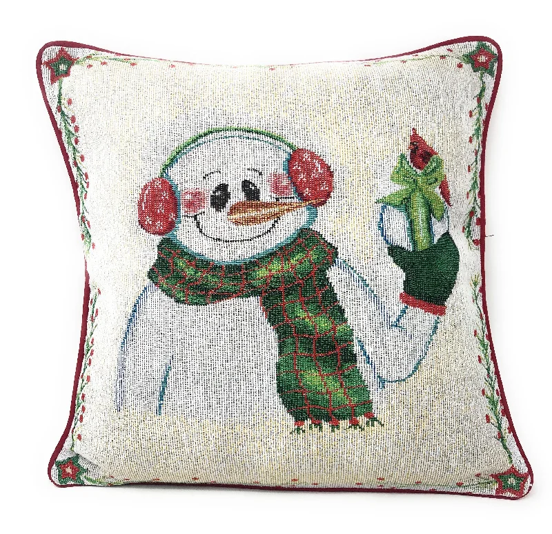 DaDa Bedding Magical Snowman Throw Pillow Cover Tapestry Cushion Cases 16" x 16" (9733)