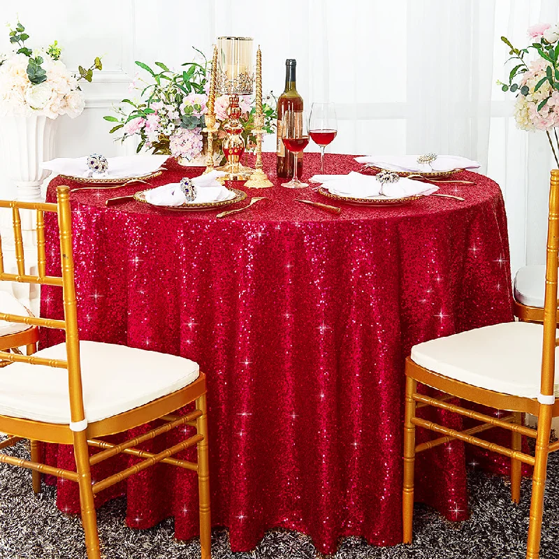 108" Seamless Round Sequin Taffeta Tablecloth - Apple Red (1pc)