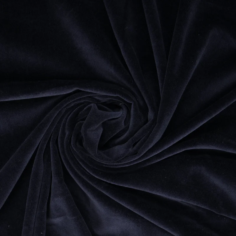 Navy Blue Solid Viscose Velvet Fabric