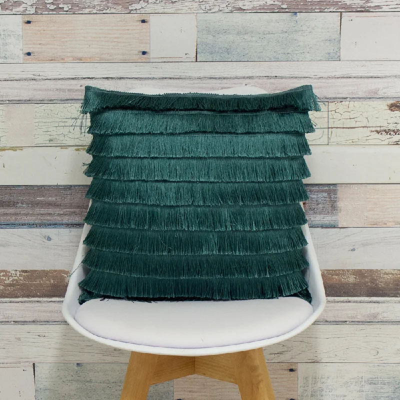 Flicker Fringed Cushion Teal