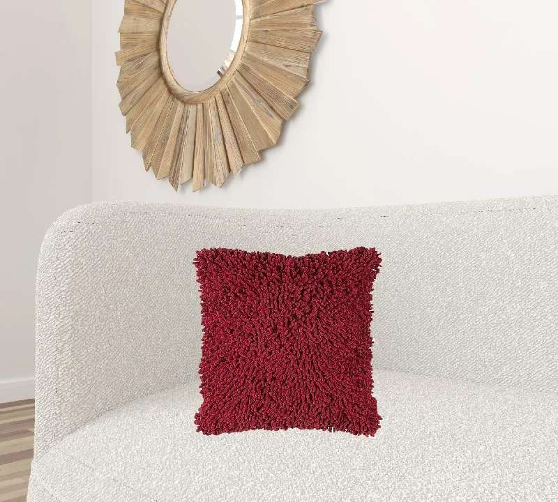 Red Boho Textured Modern Down Throw Pillow