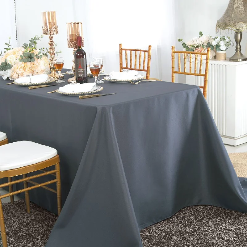 90"x132" Seamless Rectangular Polyester (220 GSM) Tablecloth - Pewter/Charcoal (1pc)