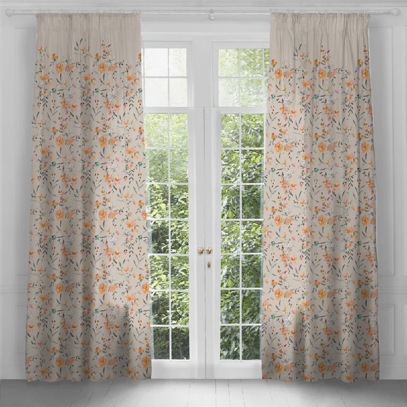 Saiyuri Printed Pencil Pleat Curtains Peridot