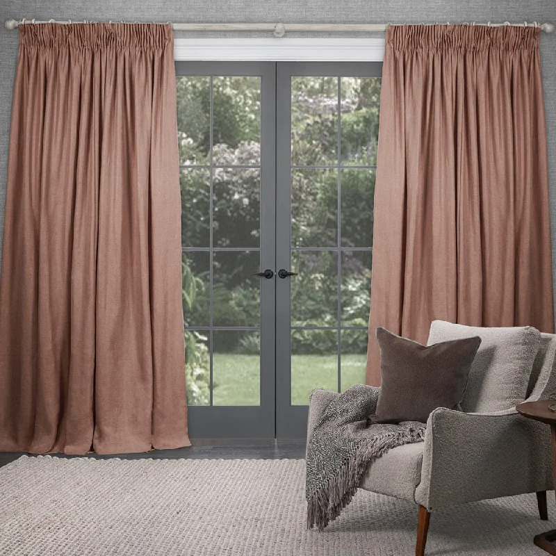 Emilio Woven Pencil Pleat Curtains Paprika