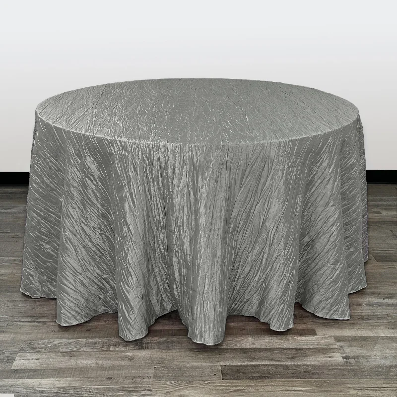 108 Inch Round Crinkle Taffeta Tablecloth Dark Silver