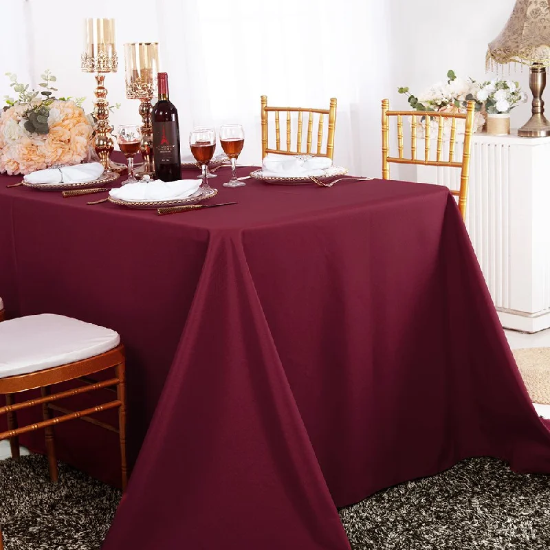 90"x156" Seamless Rectangular Polyester (220 GSM) Tablecloth - Burgundy (1pc)