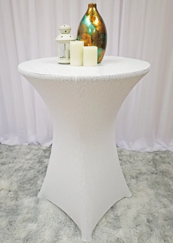 36"x42" Cocktail Sequin Spandex Table Cover - White (1pc)