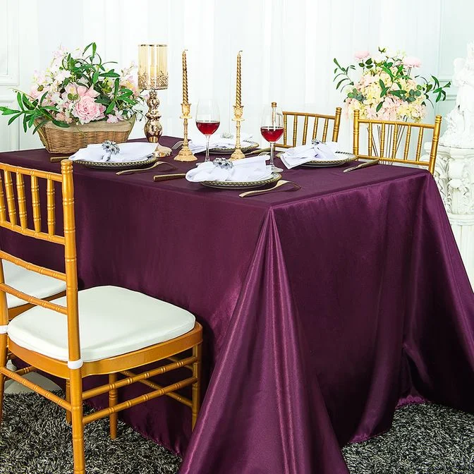 90"x132" Seamless Rectangular Satin Tablecloth - Plum (1pc)