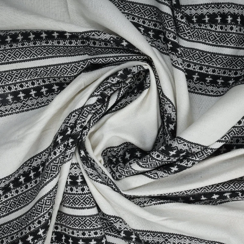 White And Black Geometrical Tapestry Fabric