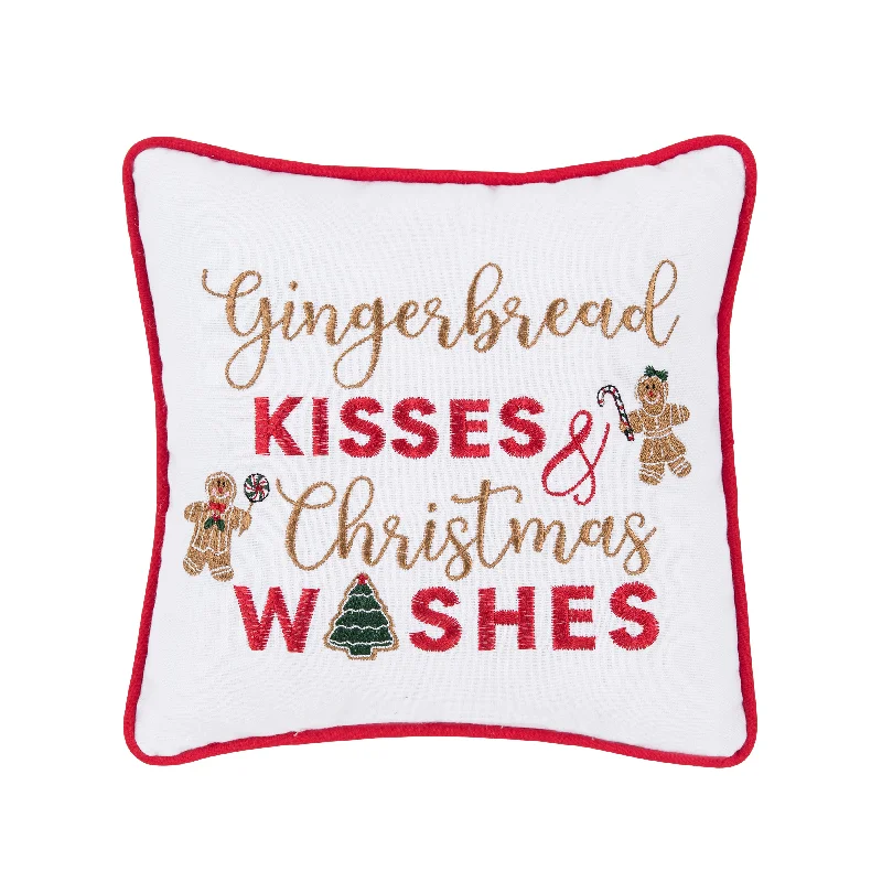 Gingerbread Kisses Embroidered Pillow