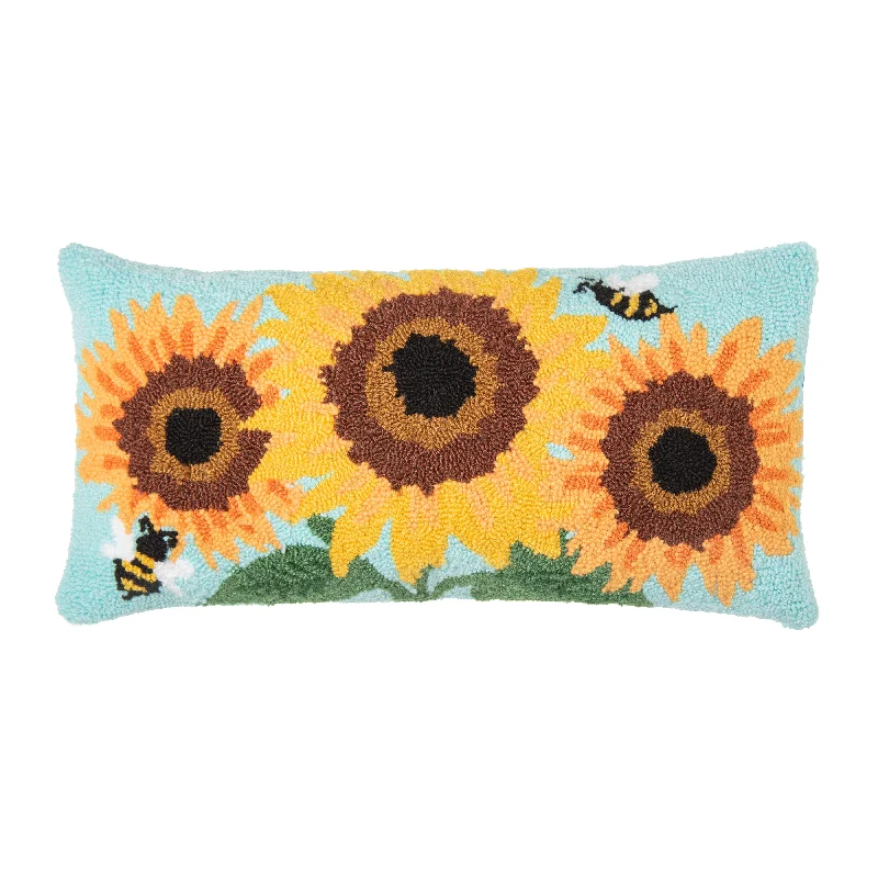 Sunflower Trio Hooked Pillow