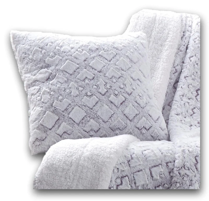 DaDa Bedding Dreamy Milky Way White & Purple Embossed Faux Fur Euro Throw Pillow Cover (M3395)