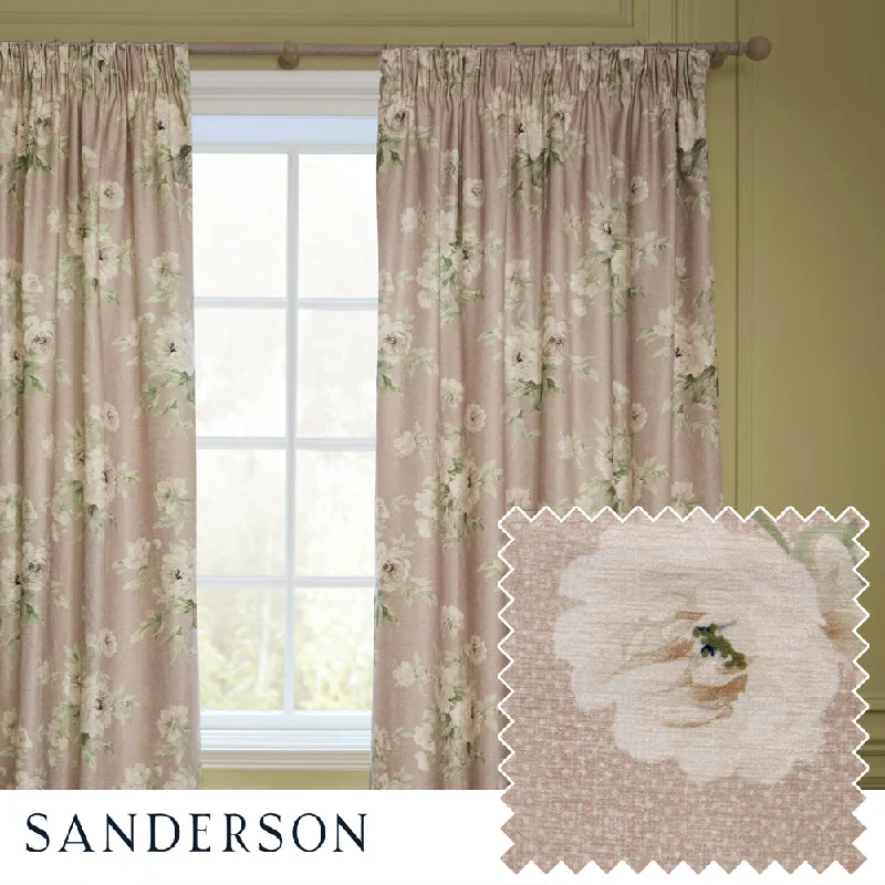 Adele Floral Chenille Pencil Pleat Curtains Rose