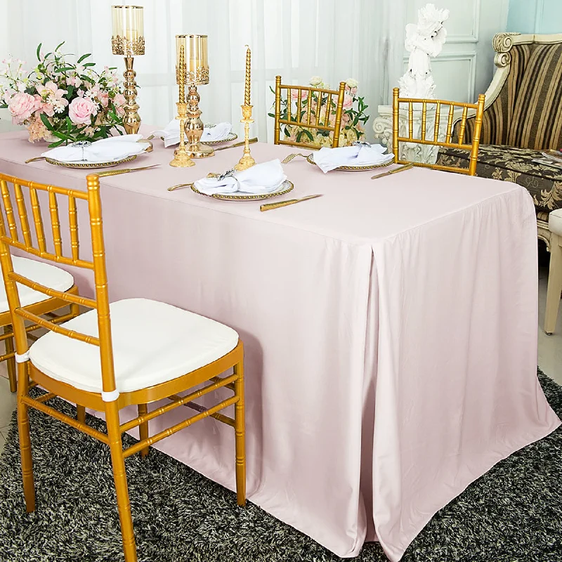 8 Ft Rectangular Scuba (Wrinkle-Free) (240 GSM) Fitted Table Cover - Blush Pink/Rose Gold (1pc)