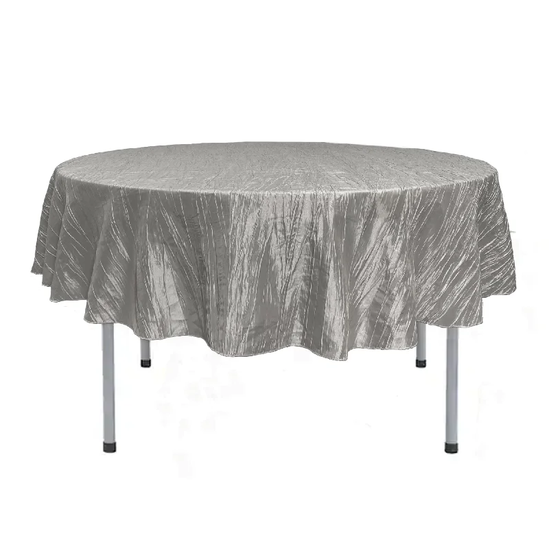 90 Inch Round Crinkle Taffeta Tablecloth Dark Silver