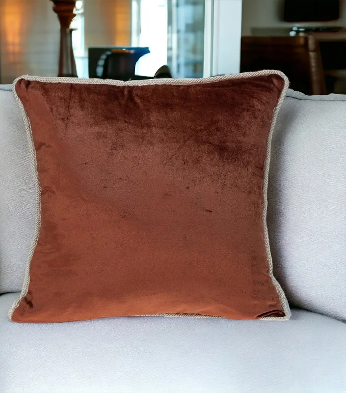 Reversible Gold and Brown Square Velvet Throw Pillow