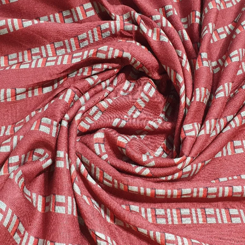 Red Geometrical Print Rayon Fabric