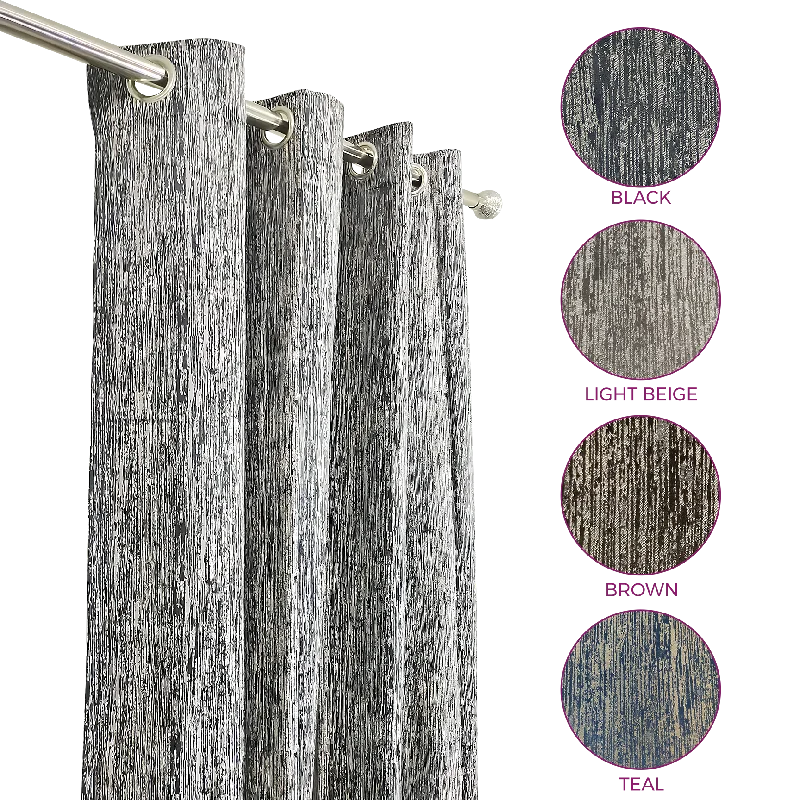 Thin Line Pattern Curtain with rings